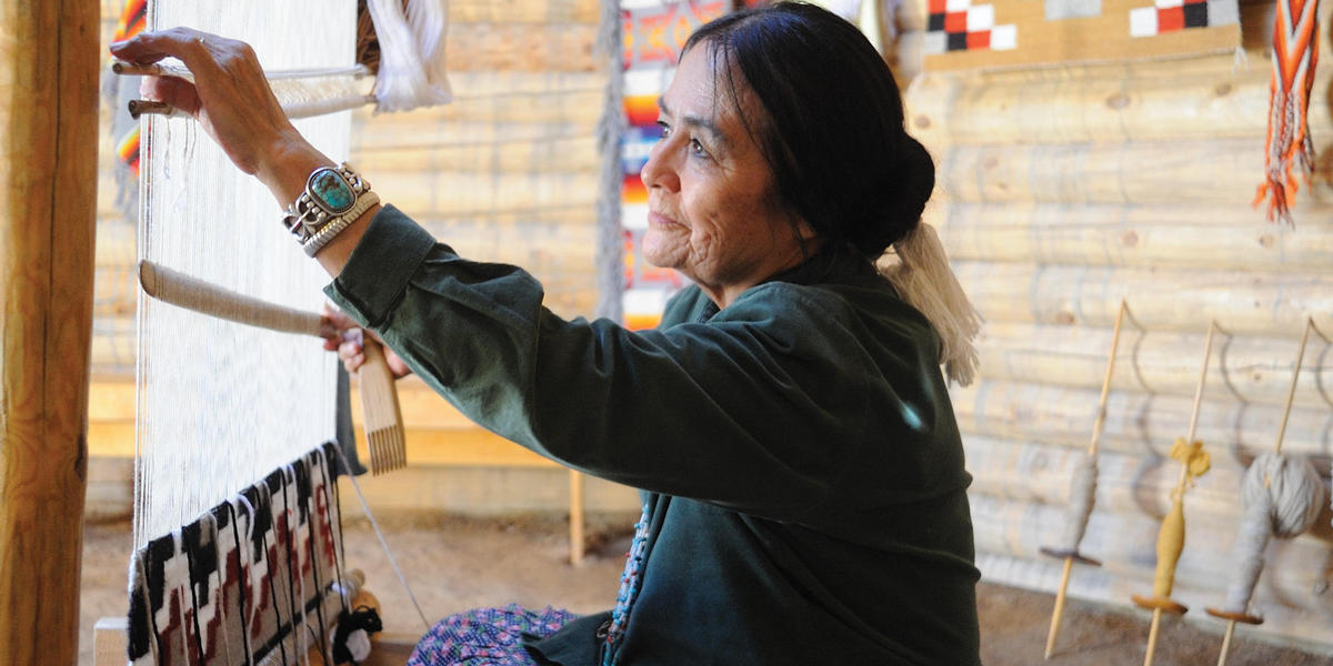 Indian Market Woman Weaving